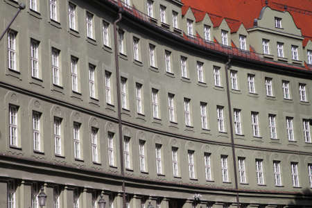 Pattern of windows on a long building in Munich, Germanyのeditorial素材