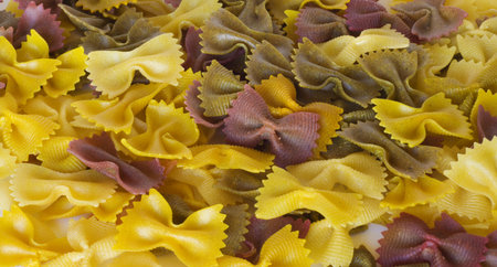 Multi coloured pasta close-up shotの写真素材