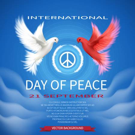 International Day of Peace vector.White dove.21 September.vector  illustrationのイラスト素材