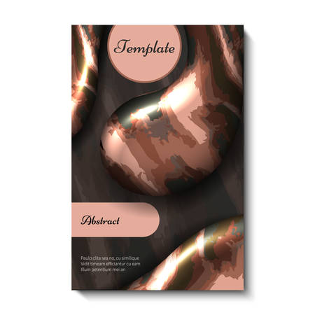 Sea stones. Mercury. Creative, bright, universal, abstract card design. Abstract flyer design. Pattern and compositions include natural and geometric elements. Dark background. Vector.のイラスト素材