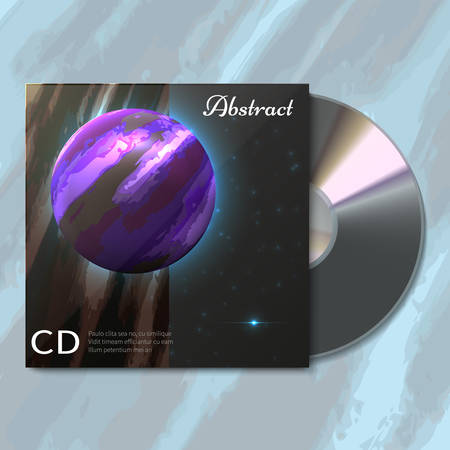 Space and stars, envelope for CD or packaging. Creative, bright, universal, abstract card design. Abstract flyer design, pattern and compositions include natural and geometric elements vector.のイラスト素材