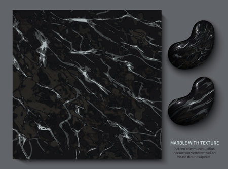 Black and White marble retro style vip persona. Modern design template  or invitation, web, banner, card, pattern and wallpaper. Marble with texture background vector illustrationのイラスト素材