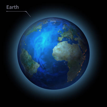 Earth realistic planet is isolated on the cosmic sky in the darkness of the galaxy. A vector illustration of astronomy and astrologyのイラスト素材