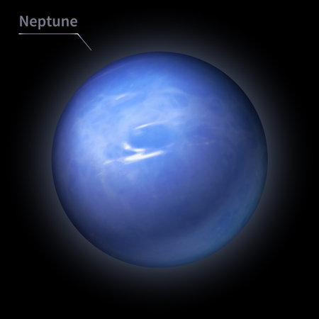 Neptune realistic planet is isolated on the cosmic sky in the darkness of the galaxy. A vector...