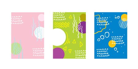 Abstract doodle geometric background with fun color pattern cartoon texture for brochure cover template designのイラスト素材