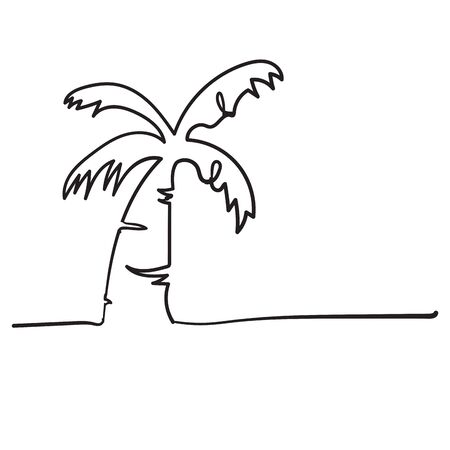 continuous line drawing of a natural coconut doodle handdrawing styleのイラスト素材