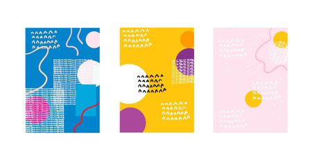 Abstract doodle geometric background with fun color pattern cartoon texture for brochure cover template designのイラスト素材