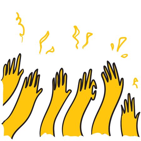 hand applause illustration vector handmade styleのイラスト素材
