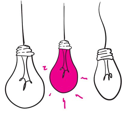 hand drawn Vector light bulb icons with concept of idea vector illustrationのイラスト素材