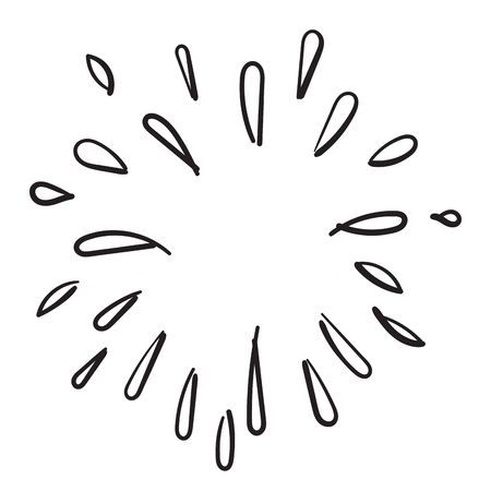 doodle burst with black stroke handdrawn circle radial style vectorのイラスト素材