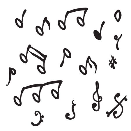 unique hand drawn doodle note music vector illustrationのイラスト素材
