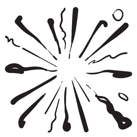 doodle burst with black stroke handdrawn circle radial style vectorのイラスト素材