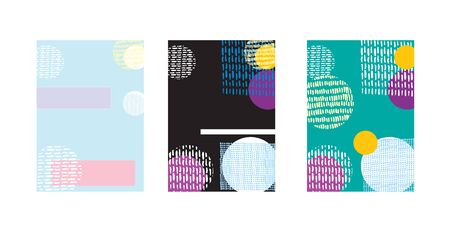 Abstract doodle geometric background with fun color pattern cartoon texture for brochure cover template designのイラスト素材