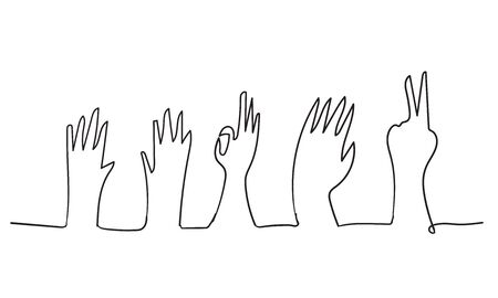 continuous line doodle hand applause gesture illustrationのイラスト素材