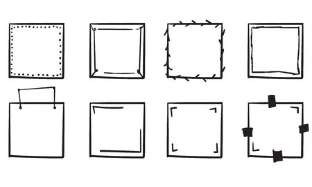 doodle frame collection handdrawn line style vectorのイラスト素材