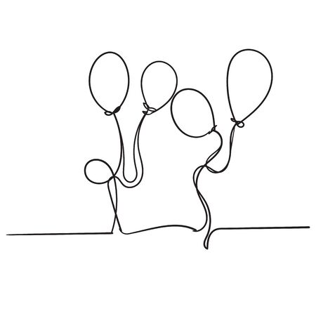 continuous line balloon with handdrawn doodle style vectorのイラスト素材
