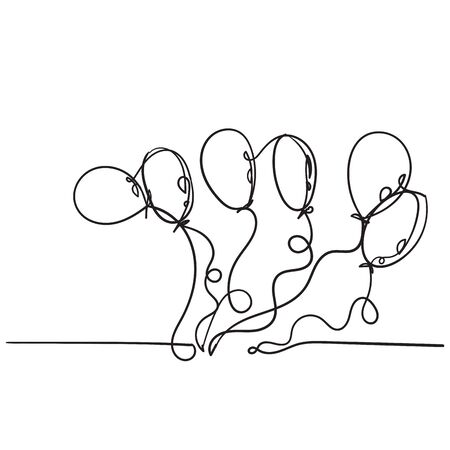 continuous line balloon with handdrawn doodle style vectorのイラスト素材
