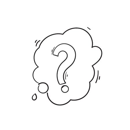 doodle Question Mark in Bubble Icon design template handdrawn styleのイラスト素材