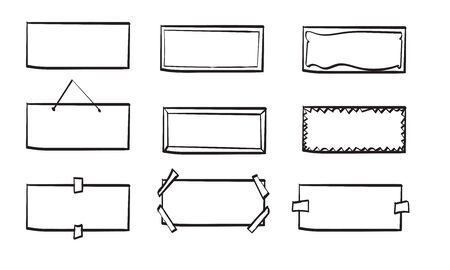 doodle frame collection handdrawn line style vectorのイラスト素材