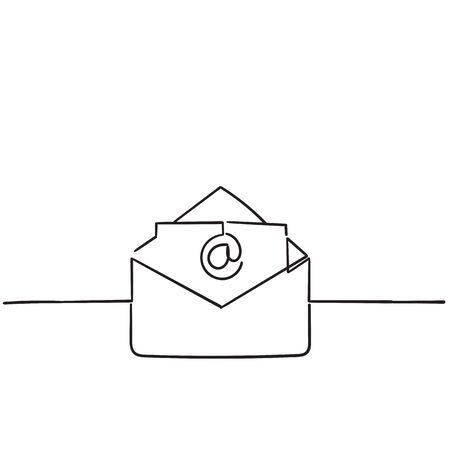 Open envelope handdrawn Line mail symbol for email, website design, mobile application, ui. vectorのイラスト素材