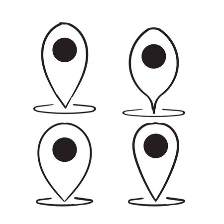 map pointer location icon handdrawn doodleのイラスト素材