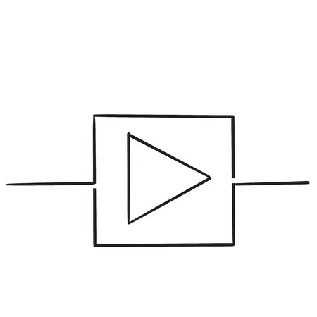 play button icon illustration vector handdrawn styleのイラスト素材