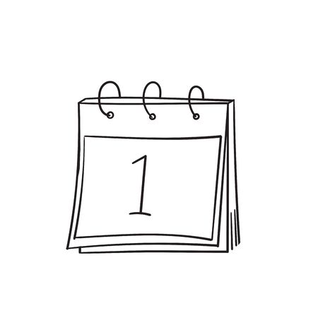 doodle calendar illustration hand drawing styleのイラスト素材