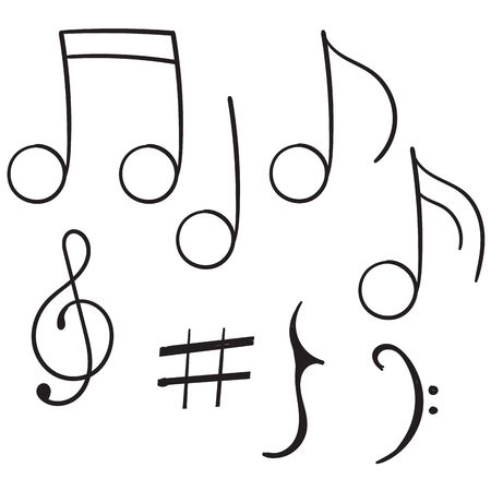 music note doodle handdrawn cartoonのイラスト素材