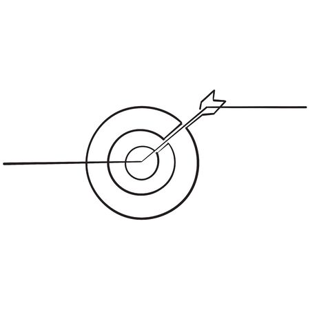 arrow hit target dart board illustration handdrawn doodleのイラスト素材