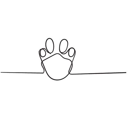 doodle paw illustration with cartoon line vectorのイラスト素材