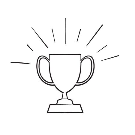 doodle Winner trophy cup icon. Sport competition silhouette symbolのイラスト素材