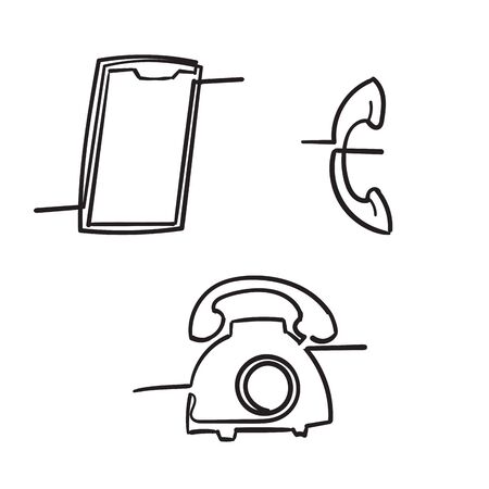 Phone icon vector with cartoon hand drawing styleのイラスト素材
