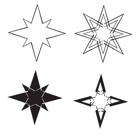Star icons. Sparkles, shining burst. Vector symbols star with hand drawn doodle line art style isolated on white backgroundのイラスト素材