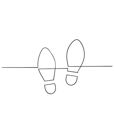 Shoe print icon isolated on white background with hand drawn doodle style vectorのイラスト素材