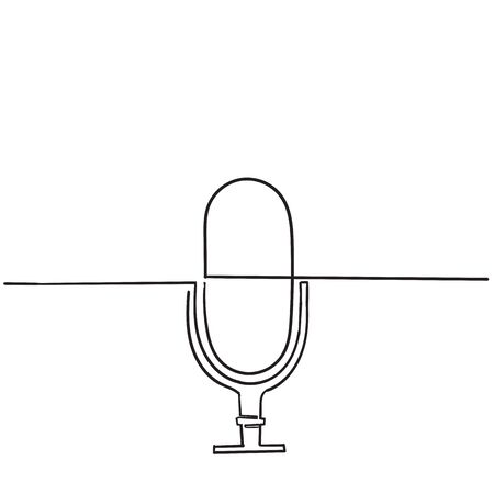 Microphone vector icon, Web design icon. Voice vector icon, Record. Microphone recording Studio Symbol. Retro microphone icon with hand drawn doodle line art styleのイラスト素材