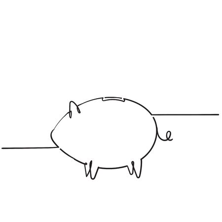 Piggy Bank icon design template with hand drawn continuous line style vectorのイラスト素材