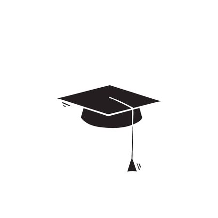 hand drawn Square academic cap, Simple graduate cap silhouette icon doodle styleのイラスト素材