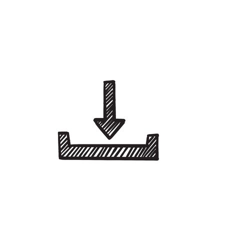 hand drawn arrow down symbol for download icon illustration with doodle style vectorのイラスト素材