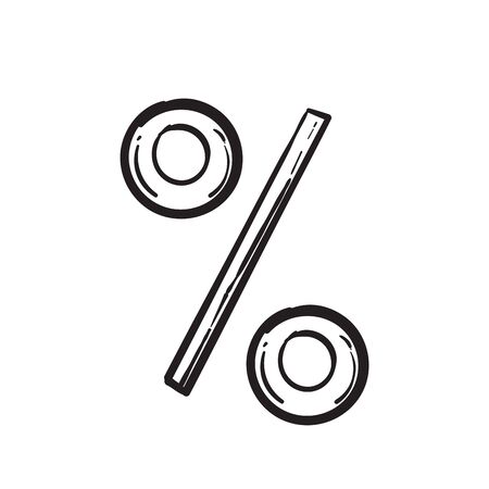 hand drawn doodle percentage icon illustration with cartoon style vector isolatedのイラスト素材