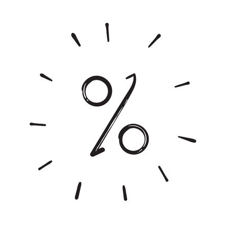 hand drawn doodle percentage icon illustration with cartoon style vector isolatedのイラスト素材
