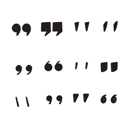 hand drawn Set of quote mark, quotes icon vector sign design doodleのイラスト素材