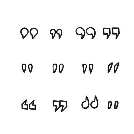 hand drawn Set of quote mark, quotes icon vector sign design doodleのイラスト素材