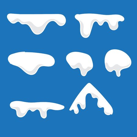 hand drawn Snow caps. Snowballs and snow drifts winter decoration snowy elements. Christmas cartoon. doodle artのイラスト素材