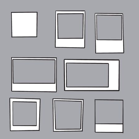 hand drawn doodle photo frame collection illustrationのイラスト素材