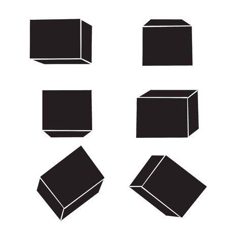 hand drawn box mockup. Blank packaging boxes, cube perspective view and product package mockups doodleのイラスト素材