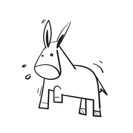hand drawn doodle cartoon character of horse or donkey vectorのイラスト素材