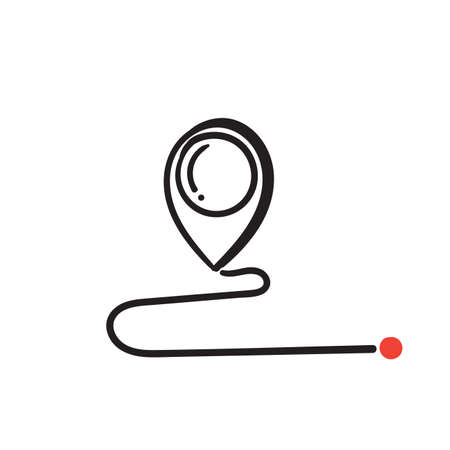 hand drawn doodle gps icon symbol for relocate position with doodle style vectorのイラスト素材