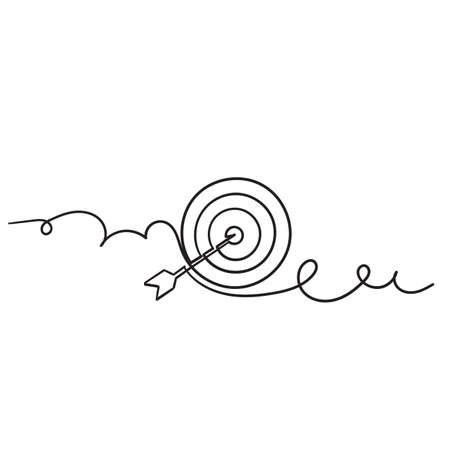 hand drawn doodle arrow and bullseye icon illustration vectorのイラスト素材