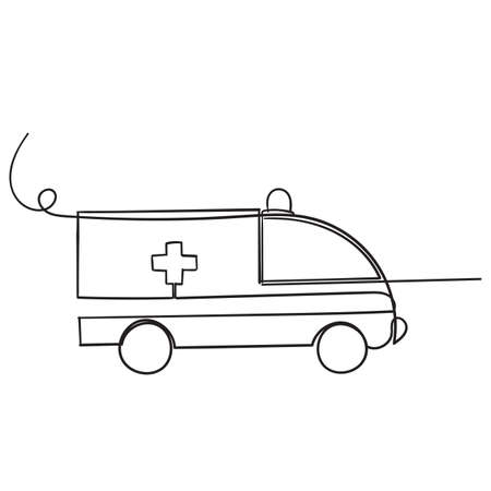hand drawn doodle ambulance illustration icon vector isolatedのイラスト素材