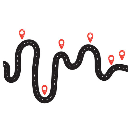 hand drawn Road way location infographic illustration doodleのイラスト素材
